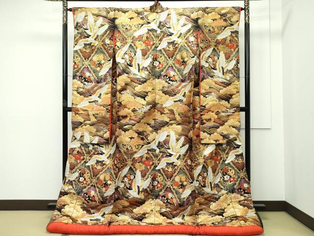 平和屋本店●極上　色打掛　和装　婚礼　結婚式　花嫁　神社挙式　唐織　飛鶴草花文　金銀糸　逸品　CZAA2525s5 平和屋本店□極上 色打掛 和装 婚礼 結婚式 花嫁 神社挙式 唐織