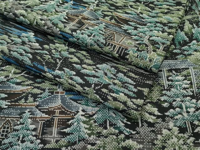 平和屋本店■極上　都喜ヱ門　本場大島紬　泥染め　7マルキ　総絣　風景文　藤絹織物謹製　逸品　CZAA2534s5