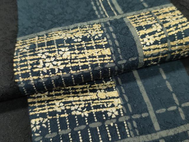 平和屋本店■極上　森英恵・HANAE MORI　訪問着　色紙重ね流水花文　紫黒色地　金彩　逸品　CZAA2542s5