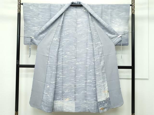 平和屋本店□極上 道中着 ロング丈 単衣 暈し染め 金彩 逸品
