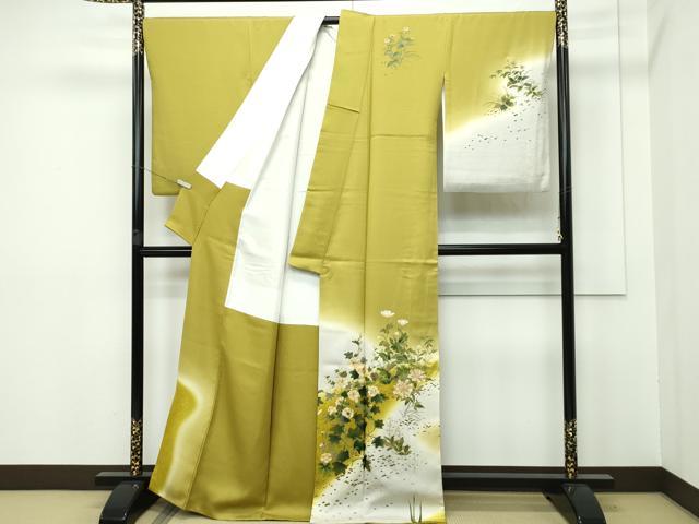 平和屋着物■極上　柿渋紬　訪問着　伝統工芸士　根津儀一作　証紙付き　逸品　DZAA7377kh5 平和屋着物□極上 柿渋紬 訪問着 伝統工芸士 根津儀一作 証紙付き 逸品