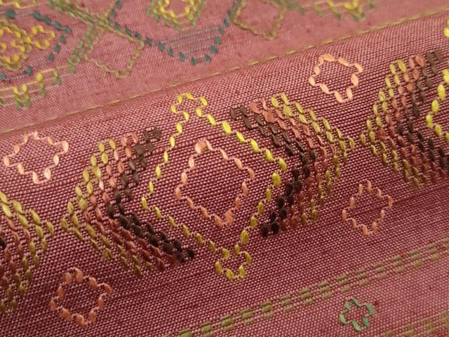 平和屋本店□極上 九寸開き名古屋帯 花織 紬地 間道 逸品