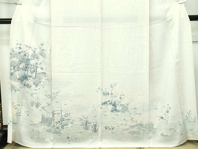 平和屋本店□極上 夏物 訪問着 風景文 絽縮緬 暈し染め 銀