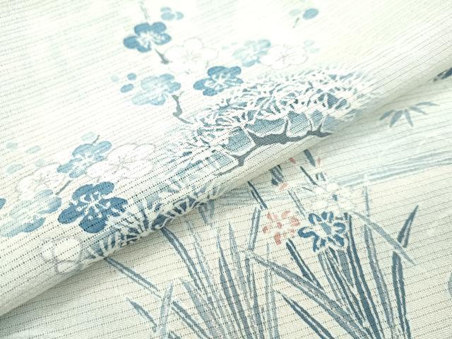 平和屋本店□極上 夏物 訪問着 風景文 絽縮緬 暈し染め 銀