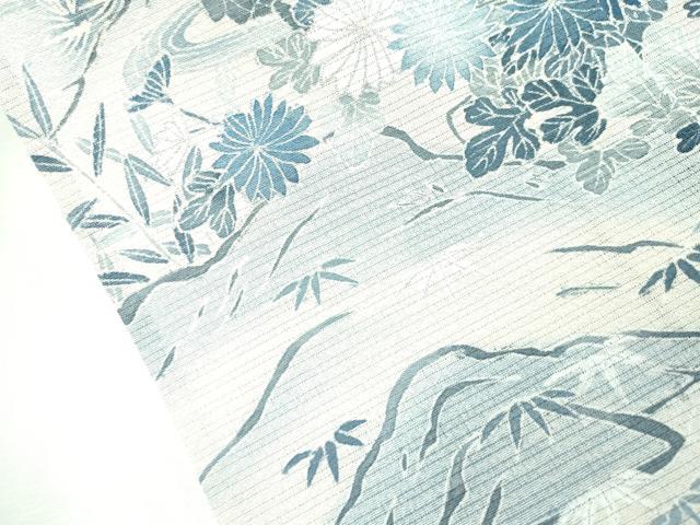 平和屋本店□極上 夏物 訪問着 風景文 絽縮緬 暈し染め 銀