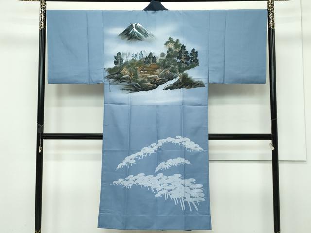 平和屋本店□極上 男性 紬 アンサンブル・長襦袢セット 霞文 逸品 未