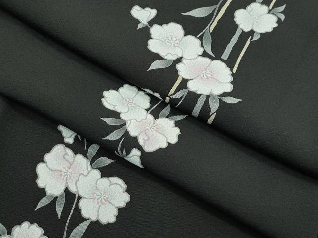 平和屋本店■極上　小紋　草花間道　黒地　やまと誂製　逸品　CZAA2669s5