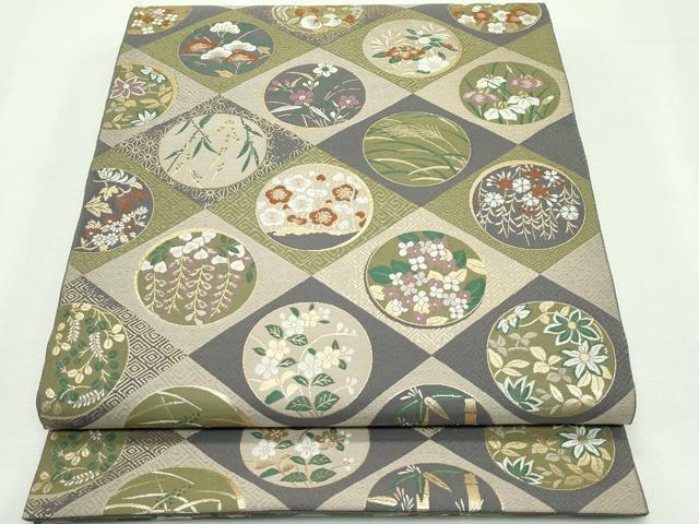 プロフ必読☆本場筑前博多織☆小森久☆ジャバラ紋 509mn58◇本場筑前博多織 無形文化財小森久 ジャバラ紋 八寸名古屋帯◇美品