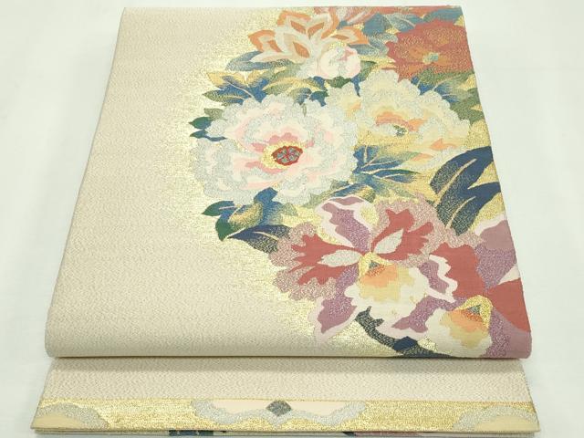 平和屋本店■極上　手織綴れ　山鹿清華　太鼓柄袋帯　百花圓　金銀糸　逸品　CZAA2684s5