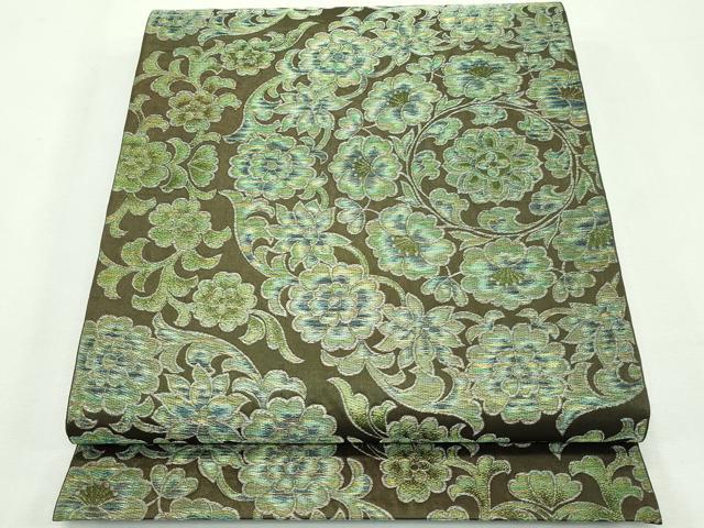 西陣　川島織物　六通柄　本袋帯　菱松葉　黒地　金銀糸　証紙付き hondaya_18-29