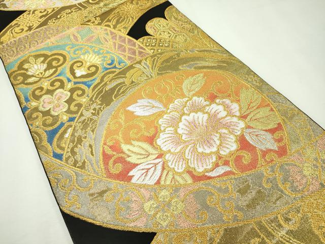 平和屋本店■極上　西陣　川島織物　六通柄　本袋帯　花唐草吉祥文　黒地　金銀糸　逸品　未使用　CZAA2688s5 平和屋本店□極上 西陣 川島織物 六通柄 本袋帯 花唐草吉祥