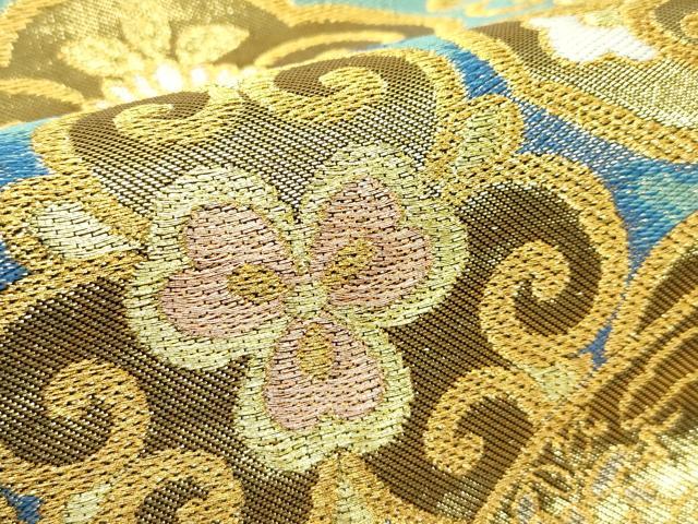 平和屋本店□極上 西陣 川島織物 六通柄 本袋帯 花唐草吉祥