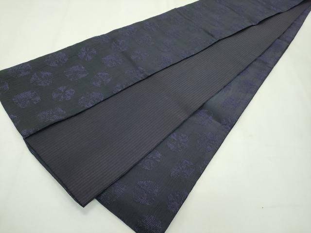 平和屋本店■極上　撫松庵　両面　半幅帯　丸文　紫黒色地　逸品　CZAA2700s5