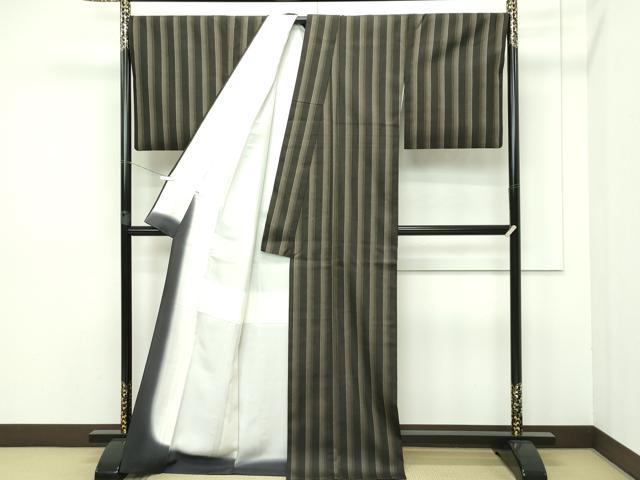 長閑やかさ屋中央局■限りない 発祥地黄八丈 黒八丈 紬 市松綾織 言い慣わし作物士 西條吉広 証紙付き添い人 珠玉 CZAA2723s5