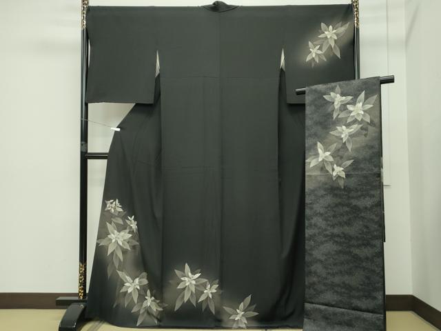 平和屋本店●極上 京都の名門ブランド 銀花仙 訪問着・袋帯セット 手描き 草花文 暈し染め 檳榔子染色地 やまと金ラベル 逸品 CZAA5401s6 平和屋本店○極上 京都の名門ブランド 銀花仙 訪問着・袋帯セット