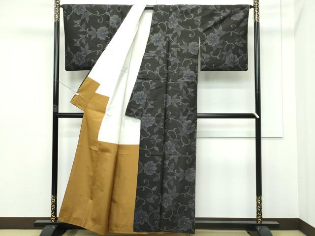 平和屋本店□極上 本場大島紬 9マルキ 菊唐草文 逸品 CZAA2735s5