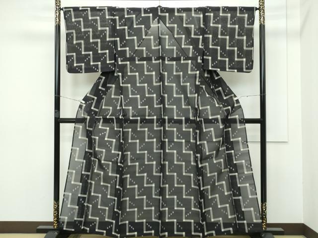 平和屋本店■極上　夏物　本場琉球絣　夏琉球　黒地　逸品　CZAA2738s5