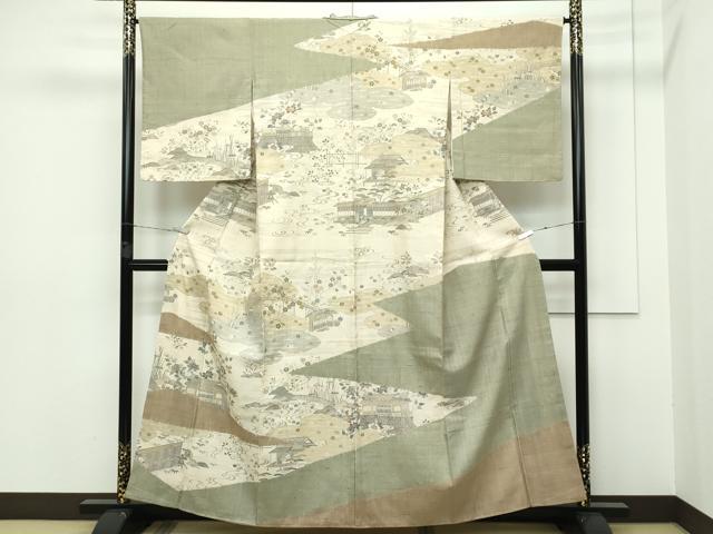 平和屋本店■極上　染織の名門　しょうざん  生紬　訪問着　風景文　逸品　未使用　CZAA2740s5