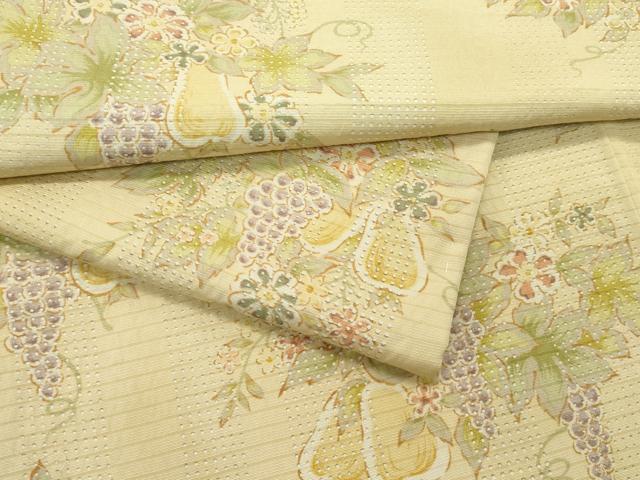 平和屋本店■極上　紬　葡萄草花文　逸品　未使用　CZAA2747s5