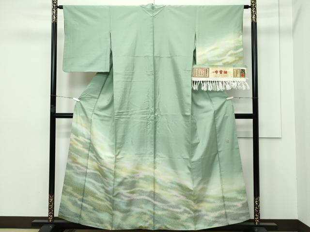 平和屋本店□極上 石川県指定無形文化財 牛首紬 白山工房 手織り 単衣