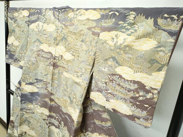 平和屋本店■極上　訪問着　総刺繍　中国三大刺繍　スワトウ刺繍　人物風景文　金糸　鬼しぼ縮緬　逸品　未使用　CZAA2777s5_2
