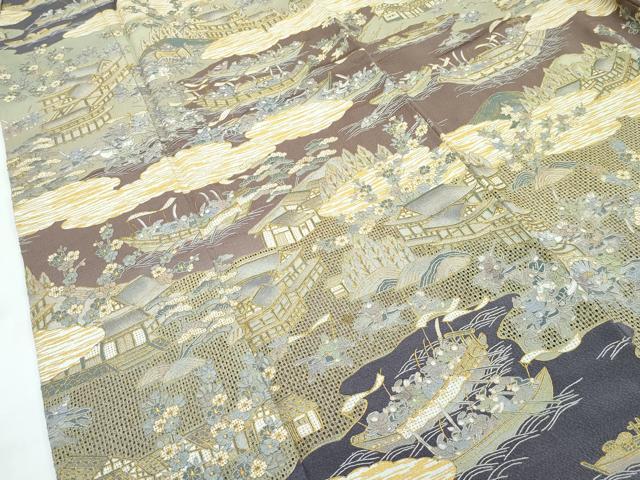 平和屋本店■極上　訪問着　総刺繍　中国三大刺繍　スワトウ刺繍　人物風景文　金糸　鬼しぼ縮緬　逸品　未使用　CZAA2777s5_5