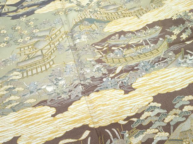 平和屋本店■極上　訪問着　総刺繍　中国三大刺繍　スワトウ刺繍　人物風景文　金糸　鬼しぼ縮緬　逸品　未使用　CZAA2777s5_4