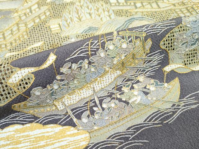 平和屋本店■極上　訪問着　総刺繍　中国三大刺繍　スワトウ刺繍　人物風景文　金糸　鬼しぼ縮緬　逸品　未使用　CZAA2777s5_6