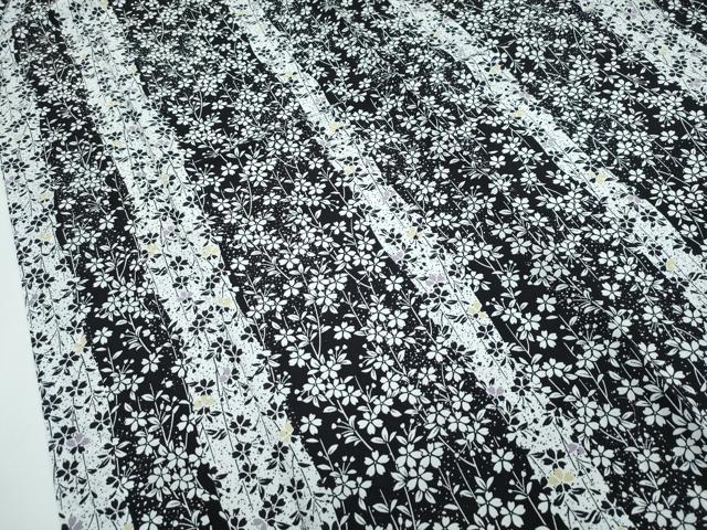 平和屋本店□上質な長襦袢 袷 花みやび 黒地 半衿刺繍 反端