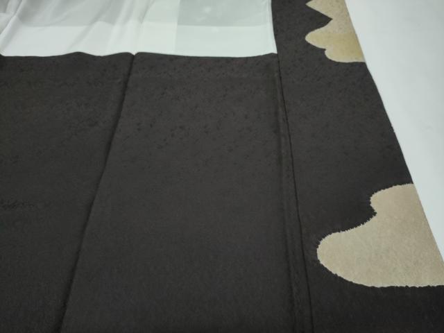 平和屋本店●極上　十日町　名門青柳高級ブランド　大喜百花　訪問着　駒刺繍　絞り　霞花松文　金彩　憲法黒茶色地　逸品　CZAA2812s5_9