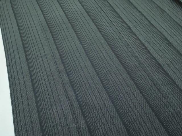 平和屋本店□極上 本塩沢 単衣 縞 黒地 逸品 CZAA2836s5