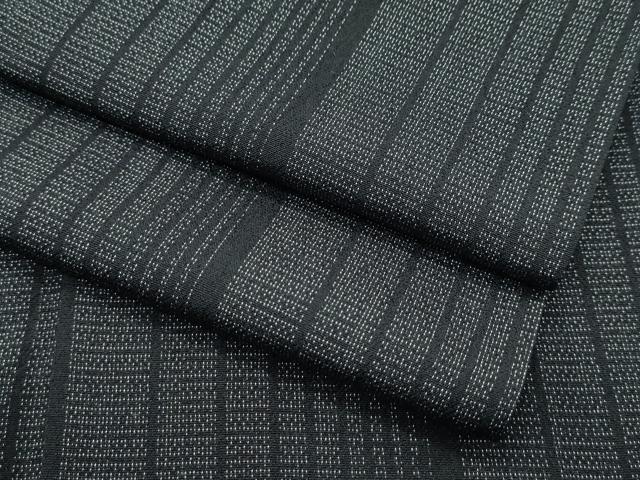 平和屋本店■極上　本塩沢　単衣　縞　黒地　逸品　CZAA2836s5