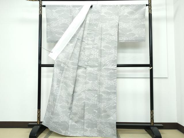 平和屋着物■極上　夏物　結城紬　夏結城　100亀甲　雲取り風景文　アッシュブロンド色地　逸品　CZAA2850s5_1