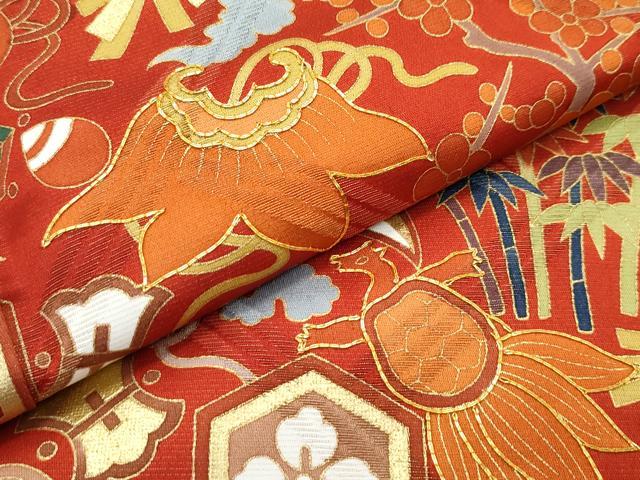 平和屋本店□極上 振袖 駒刺繍 宝尽くし 金彩 逸品 CZAA2853s5