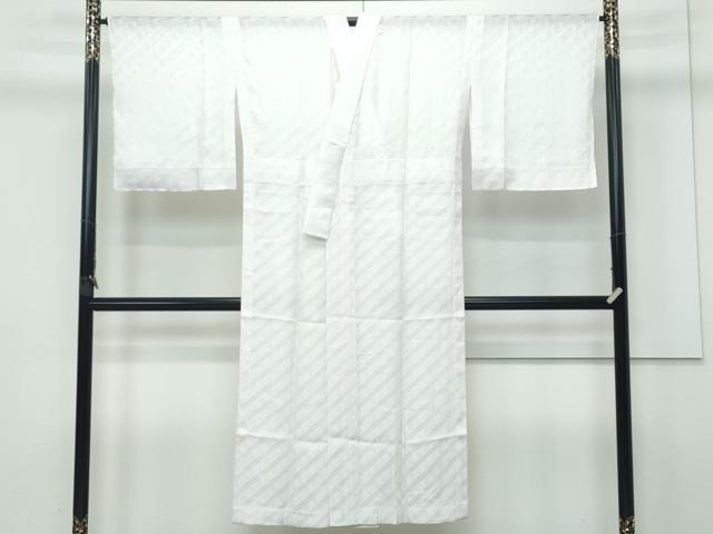 平和屋着物■極上　夏物　長襦袢　紗　斜線唐草地紋　桜色地　反端付き　逸品　未使用　CZAA2873s5