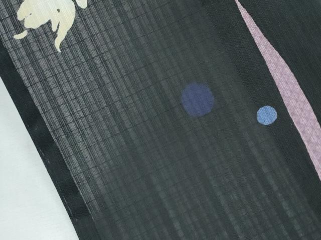 平和屋着物■極上　夏物　訪問着・半幅帯セット　ANNA SUI　セオアルファ　籬草花文　金魚　黒地　洗える着物　CZAA2886s5_4