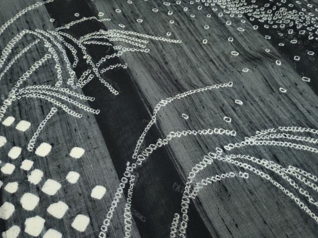 平和屋着物□極上 夏物 訪問着 紗紬 絞り すすき 黒地 逸品 CZAA2900s5