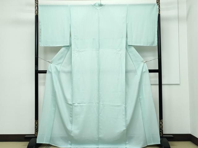 平和屋着物■極上　夏物　江戸小紋　絽　万筋　薄萌葱×白　反端付き　逸品　未使用　CZAA2904s5 平和屋着物□極上 夏物 江戸小紋 絽 万筋 薄萌葱×白 反