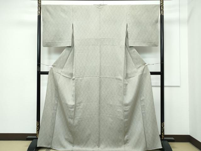 平和屋着物□極上 工芸染織宮下 小紋 単衣 立涌文様 利休色地 たとう紙