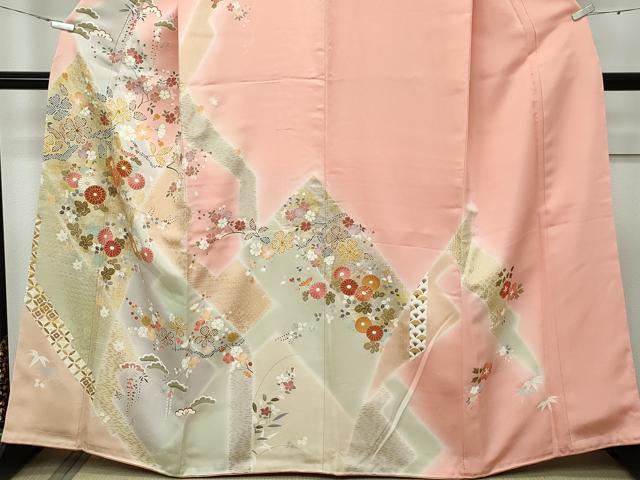 平和屋本店□極上 創業460年・千總 訪問着 草花文 月白色