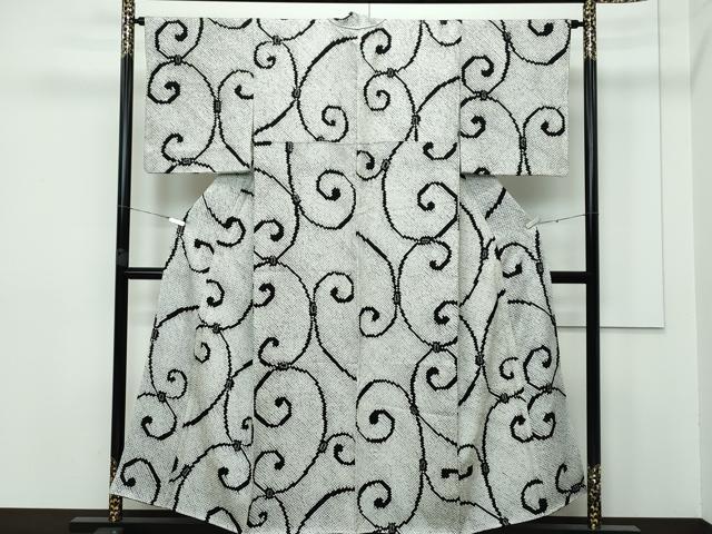 平和屋本店■極上　本疋田絞り　小紋　唐草文　黒地　逸品　CZAA2918s5