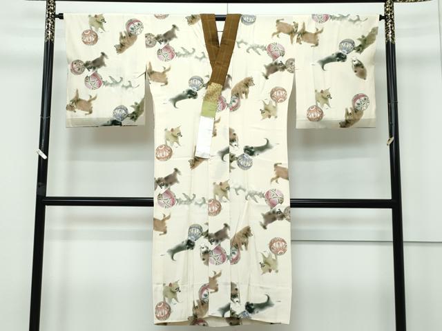 平和屋着物■極上　長襦袢　無双仕立て　希少柄　犬　毬　逸品　CZAA2921s5