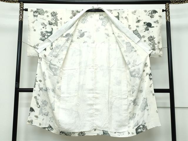 平和屋着物□極上 長襦袢 無双仕立て 希少柄 猫 玩具尽くし 逸品