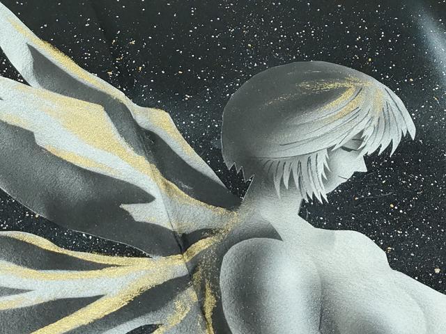 平和屋本店□極上 訪問着 作家物 天使 暈し染め 黒地 金彩 逸品