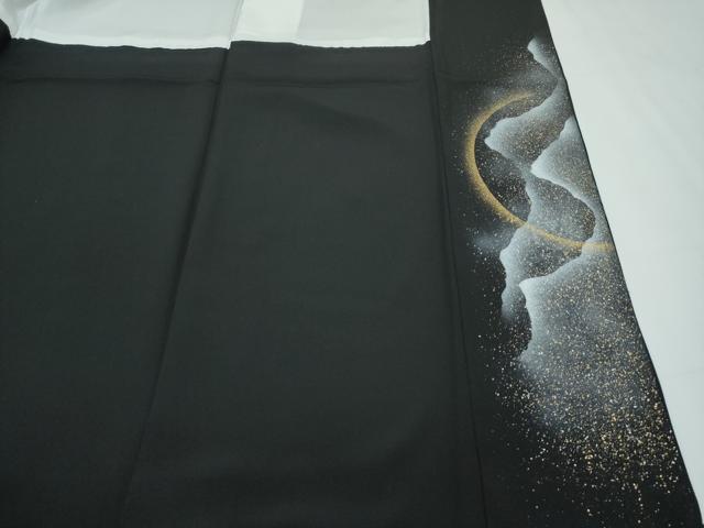 平和屋本店□極上 訪問着 作家物 天使 暈し染め 黒地 金彩 逸品