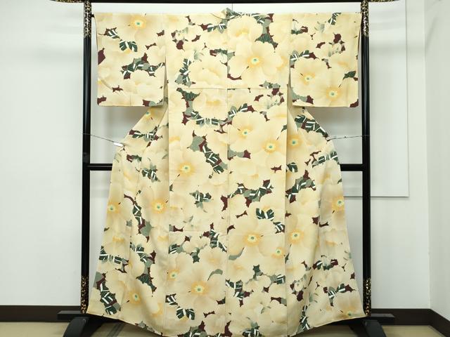 平和屋着物■極上　小紋　花尽くし　鬼しぼ縮緬　逸品　未使用　CZAA2944s5