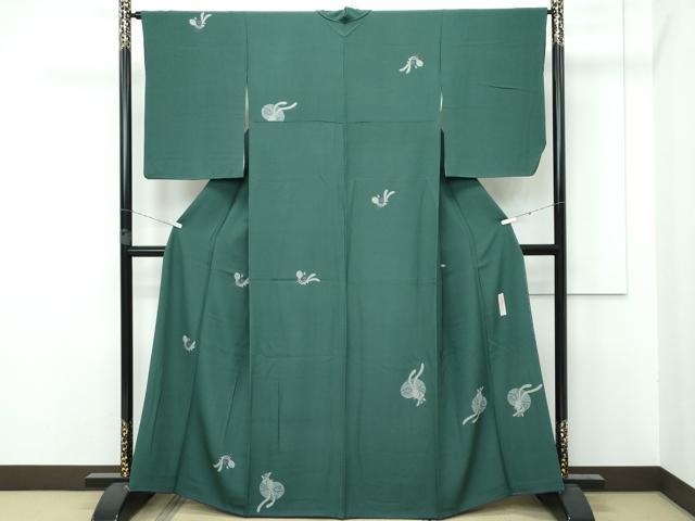 平和屋着物■極上　世界的人形師　辻村寿三郎　ジュサブロー　小紋　兎　革色地　逸品　CZAA2954s5