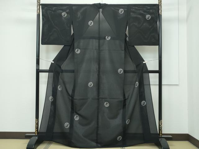 平和屋着物＊夏物 小紋 絽 吉祥文 黒地 正絹 逸品 CAAW9910gh