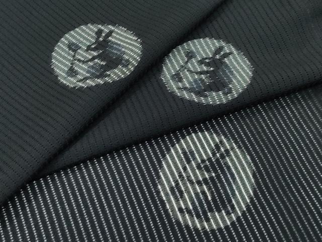 平和屋着物■極上　夏物　小紋　縦絽　兎　黒地　逸品　CZAA2963s5