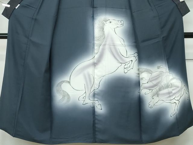 平和屋本店□極上 男性 訪問着 江戸小紋 キングサイズ 蜃気楼 鮫小紋柄 